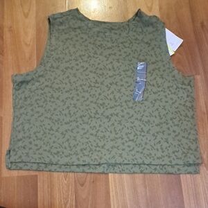 All in Motion Olive Leaf Print Muscle Tee